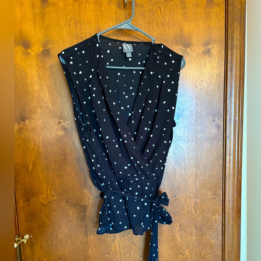 Worthington Black and White Polka Dot Blouse